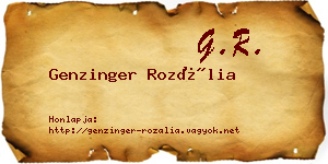 Genzinger Rozália névjegykártya